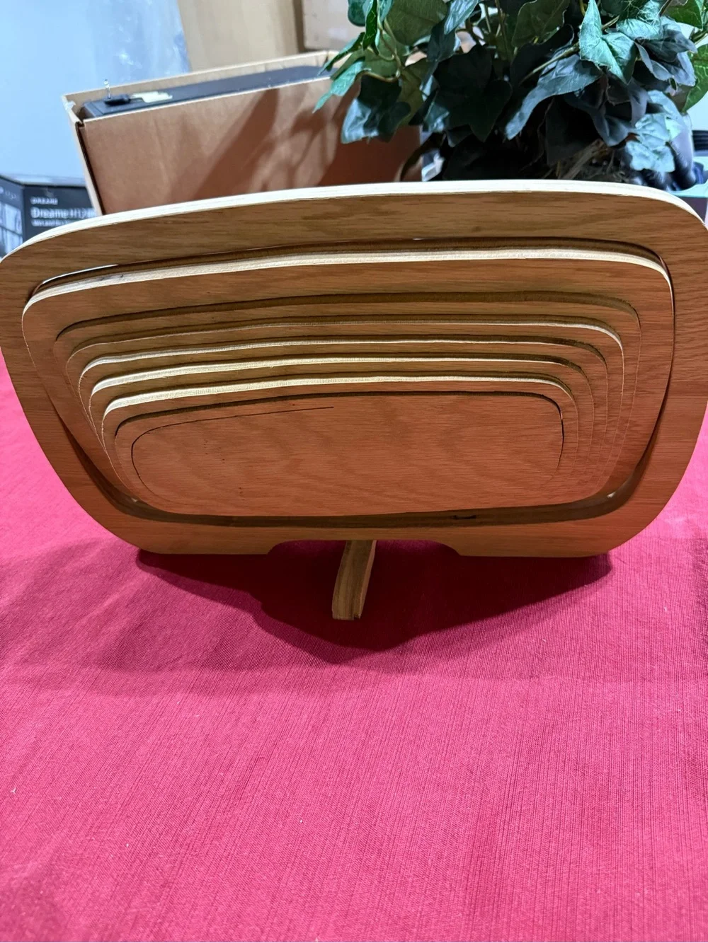 Nested Wooden Serving Tray with Floral Detail